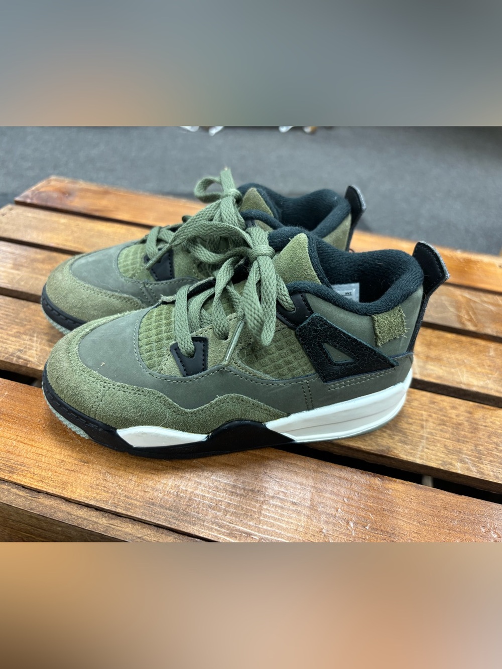 Jordan Kids Olive Green and Black Lace-Up Sneakers
